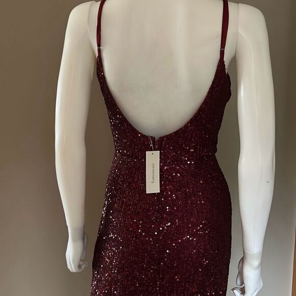 Francesca’s NWT Burgundy Sequin Formal Tulip Dress Medium - Picture 7 of 16